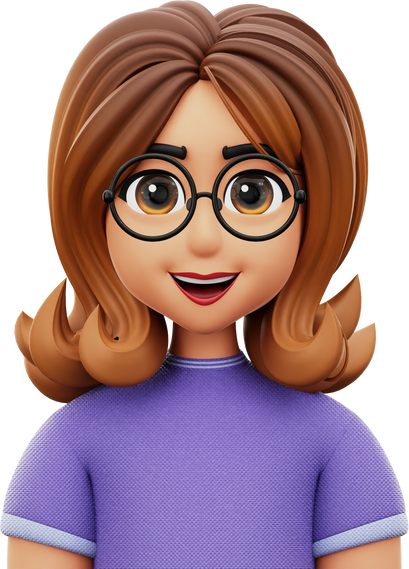 3D Avatar Woman with Purple Shirt Character